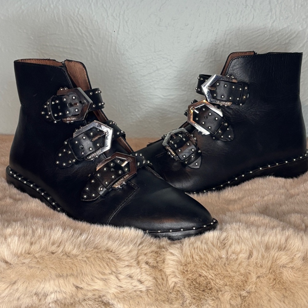 Gianni Rini Studded Booties‎ w/ Buckles Black Size 6 - Picture 2 of 15